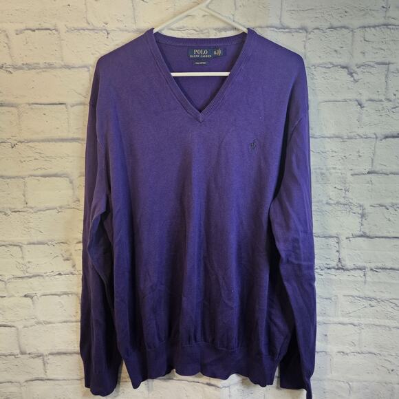 Polo by Ralph Lauren Other - Polo Ralph Lauren Purple Pima Cotton V-Neck Pullover Sweater Men's Size XXL